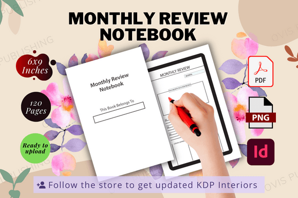 Download Monthly Review Notebook - Editable File - Book Collection