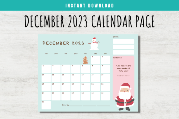 Download December 2023 Calendar Page for Kids - Kids Collection