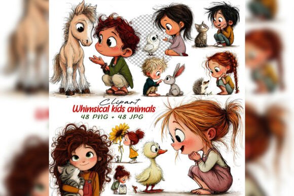 Download Whimsical Cute Kids Clipart Set - Kids Collection