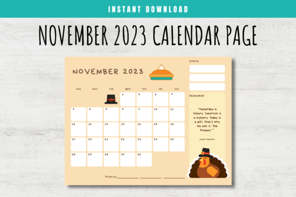 Download November 2023 Calendar Page for Kids - Kids Collection