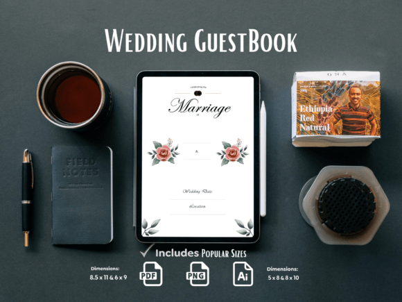Download Rose Wedding Guest Book KDP Interior - Book Collection