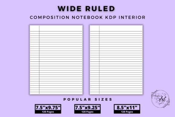 Download Wide Ruled Notebook Interior for KDP - Book Collection