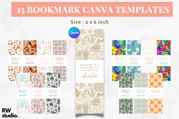 Download 15 Bookmark Canva Templates | Printable - Book Collection