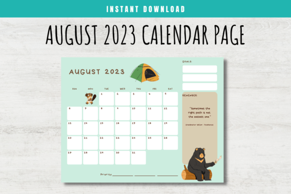 Download August 2023 Calendar Page for Kids - Kids Collection