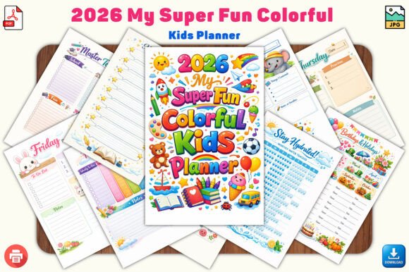 Download 2026 My Super Fun Colorful Kids Planner - Kids Collection