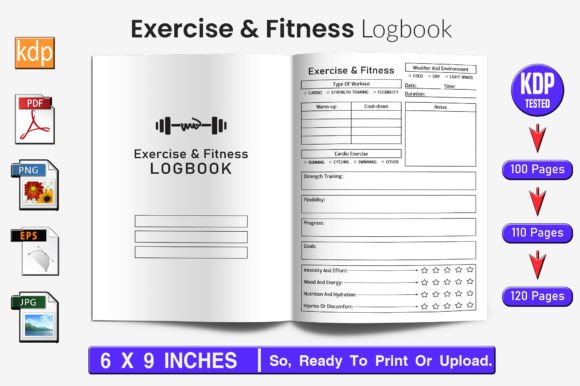Download Exercise &amp; Fitness Log Book | KDP Interi - Book Collection