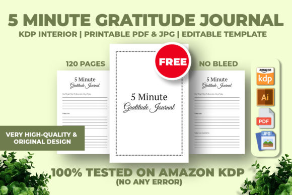 Download 5 Minute Gratitude Journal KDP Interior - Gratitude journal Collection