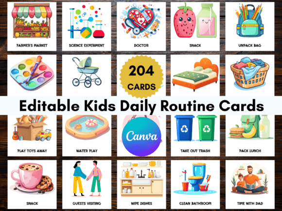 Download 204 Editable Kids Daily Routine Cards - Kids Collection